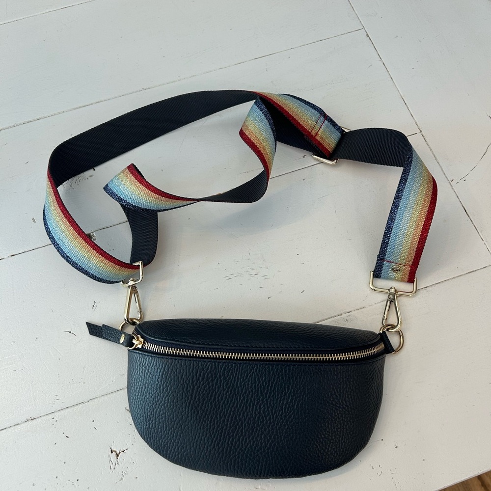 Elie Beaumont black leather cross body bag